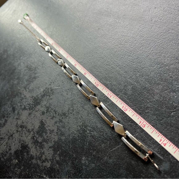 Silver Stainless Steel Minimalist MCM Necklace & Bracelet Set Vintage Jewelry - Picture 11 of 11